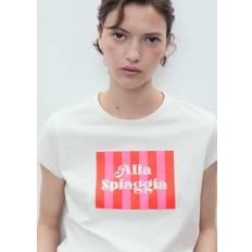 Mango Överdelar Mango Printed Cottonblend T-shirt Dam Kortärmade T-shirts - Red