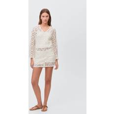 Mango Transparent Crochet Dress Off White