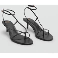 Mango Heeled Sandals With Thin Strap - Black