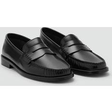 Mango Low Shoes Mango Gathered Leather Moccasin - Black