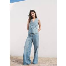 Mango Buttoned Denim Gilet - Medium Blue
