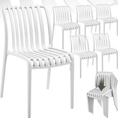 tectake Garden Chairs Alcudia White Set of 6 Garden Dining Chair