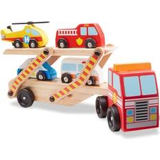 Melissa & Doug Toy Car Vehicles Melissa & Doug Wooden Emergency Vehicle Carrier Set