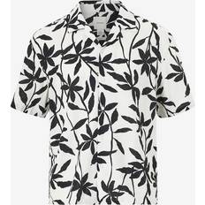 Linneskjortor Calvin Klein Linneskjorta Camp Collar Aop Linen Relaxed - Vit