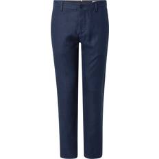 NN07 Theo Linen Trousers - Navy Blue