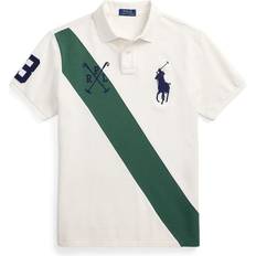 Polo Ralph Lauren Stribede Polotrøjer Polo Ralph Lauren Custom Slim Fit Big Pony Mesh Shirt - White