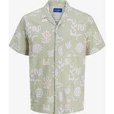 Skjortor Jack & Jones JorLuke Crinkle Aop Shirt SS Jnr Grön
