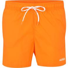 Badetøj HUGO Logo Badeshorts Small - Orange/Hvid