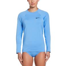 Nike Women's Essential Long Sleeve Hydroguard Rash Guard Blue Large