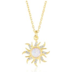 Opal Necklaces Spero London Womens White Opal Sun Sunburst Necklace Sterling Silver - Metallic