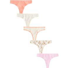Floral Print Thong Cotton Knickers - 5 Pack