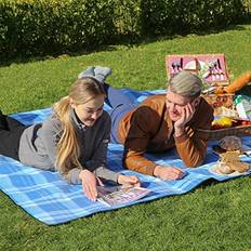Picknickfilt Songmics 200 x 200 cm Picknickfilt Fleece Blue Filt
