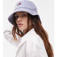 Lila Hattar Tommy Jeans Tvättad Solhatt I Denim Med Flagglogga - Ljuslila