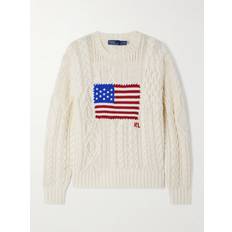 Polo Ralph Lauren Tröjor på rea Polo Ralph Lauren Aran Flg Sleeve Pullover Cotton Sweater - Beige