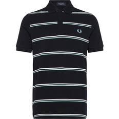 Natur Pikétröjor Fred Perry Striped Polo Shirt - Marinblå