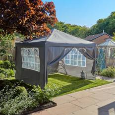 3m Grey Gazebo with Sides Windows Zip Up Marquee