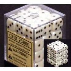 Board Games Chessex Dice D6 Set 12mm Ivory Black