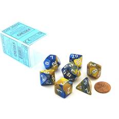 Board Games Chessex Polyhedral 7-Die Gemini Dice Set Blue Gold