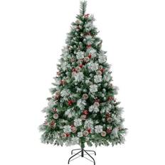 Costway 7FT Pre-Lit Artificial Hinged Xmas Tree w/ 400 LED Lights Christmas Tree