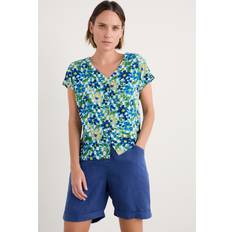 Studio Glass V-neck Jersey Top - Picnic Floral Chalk