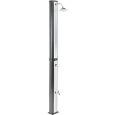 Outdoor Showers Beliani Ducha Solar Independiente De Exterior Acero Inoxidable Con Energía Solar Negro/Plateado Topocalma