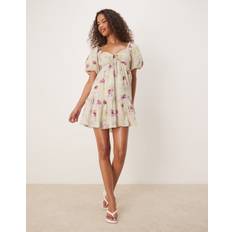 Gröna - Korta klänningar Gina Tricot Puff Sleeve Dress Blommiga Klänningar - Grön