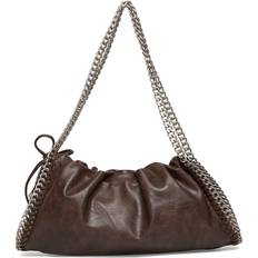 Silver Chain Shoulder Bag - Brown