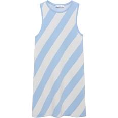 Mango Compact Knit Striped Mini Dress - Pastel Blue