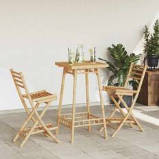 Barstolar vidaXL Outdoor Bar Stools with Footrests 2 pcs Foldable Bamboo