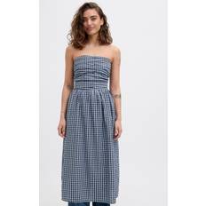 Dame - Ternede Kjoler JJXX Bandeau Kjole Med Marineblå Gingham Tern