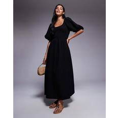 Black Dresses River Island Womens Short Sleeve Gathered Midi Dress - Black