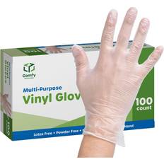 COMFY Package 100 Engångshandskar Puderfria Latexfria Transparenta - Stor Storlek