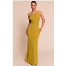 PrettyLittleThing Double Layered Chiffon Asymmetric Maxi Dress - Green
