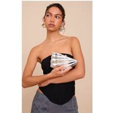 Grey Clutches PrettyLittleThing Abstract Shell Hard Clutch Bag - Grey