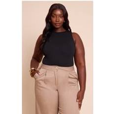 PrettyLittleThing Plus Black Soft Cotton Racer Sleeveless Bodysuit