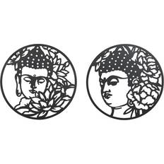 Dkd Home Decor Buddha Oriental Black Wall Decor 2pcs