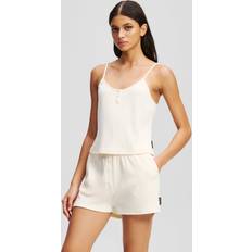 Pyjamas Karl Lagerfeld Logo Ribbed Short Pajama Set Femme - Crème Cannoli