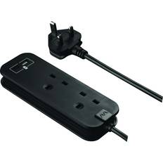 Masterplug 2 Socket 0.45m Extension Lead 2 x USB A & C 20W