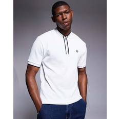 Polo Shirts River Island Slim Fit Tipped Baseball Polo - White