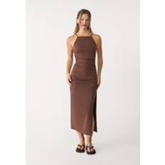Stradivarius Midi Halter Dress - Brown