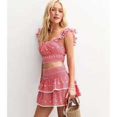 New Look Women's Tiered Mini Skirt - Red Gingham Print