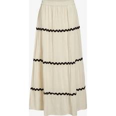 Beige - Women Skirts Vila Scallop Trim Cotton Maxi Skirt - Cream