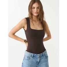 Stradivarius Polyamide Bodysuit With Square Neckline - Brown