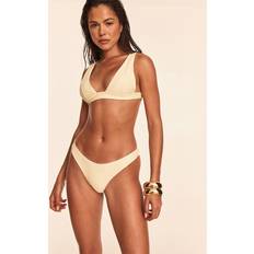 Women - Yellow Swimwear PrettyLittleThing Butter Yellow Plunge Triangle Seam Detail Bikini Top - Yellow