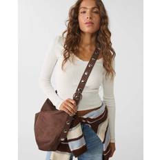 Solid Colours Bucket Bags Stradivarius Faux Suede Bucket Bag - Brown