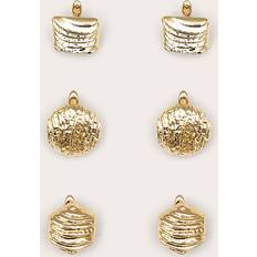 PrettyLittleThing Gold Multi Shape Textured Multi-pack Earrings - Yellow