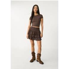 Stradivarius Ruffled Mini Skirt - Brown