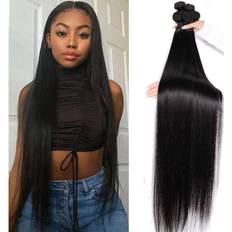 VIPbeauty Brazilian Straight Human Hair Bundles 100% Unprocessed Virgin 3 Bundles Machine Double Wefts for Women Natural Black Color