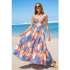 Blue Swimsuit Cover-Ups & Sarong Wraps Cupshe Beach Brunch Floral Cover-Up Sarong - Sapphire