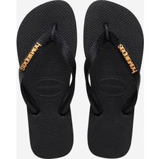 Women Flip-Flops Havaianas Logo Metallic Flip Flops - Black